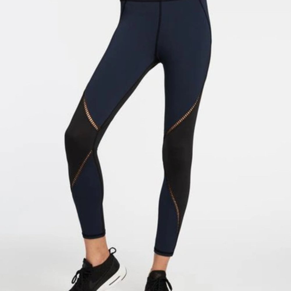 Michi Axial 7/8 Performance Leggings Deep Sea Navy Black Carbon38 XS $165